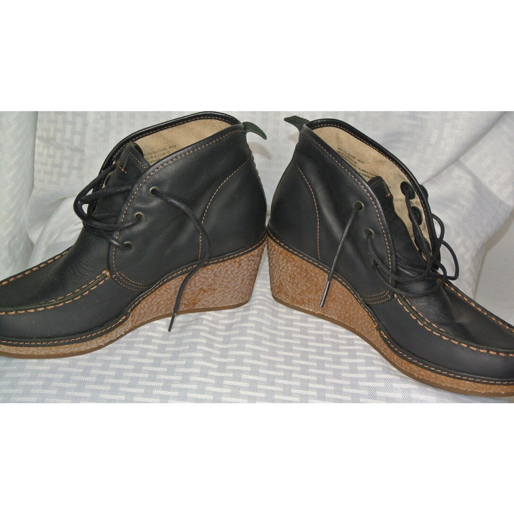 Olukai Women's Size 6 Black Leather Wedge Short Ankle Bootie Shoes - Picture 6 of 10